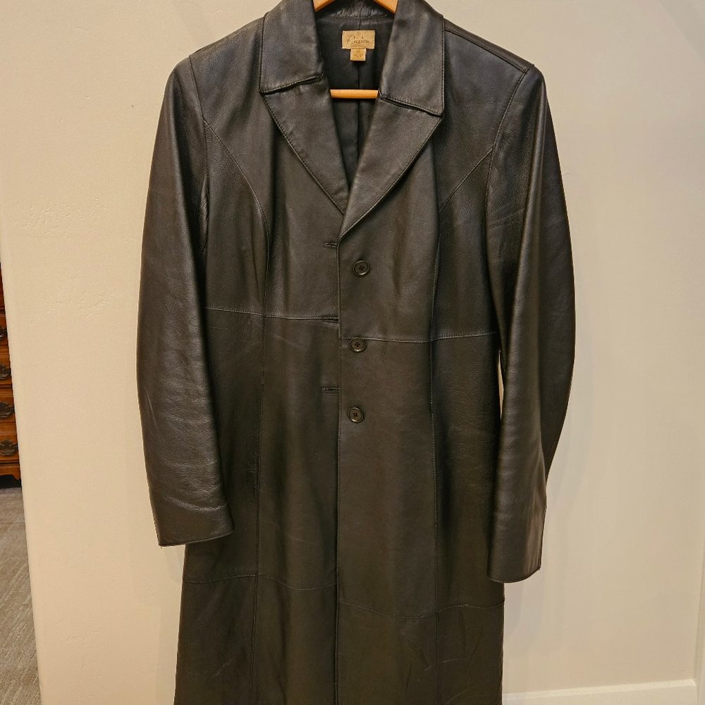 Caslon full length leather coat